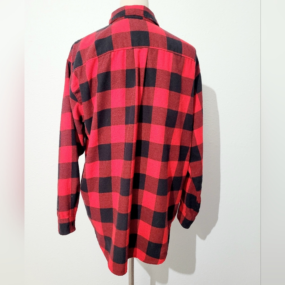 Levi’s Red Black Buffalo Plaid Flannel Shirt Women’s Medium Cotton Blend Button - Picture 5 of 11